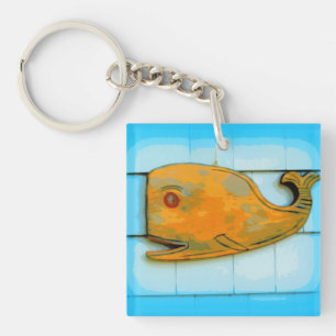 Porte-clés bleu baleine heureuse