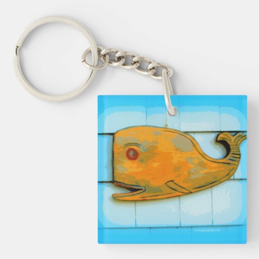 Porte-clés bleu baleine heureuse (Devant)