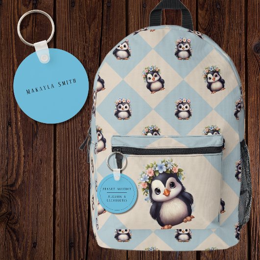 Porte-clés Bleu Bilingue Alerte d'allergie aux arachides Espa