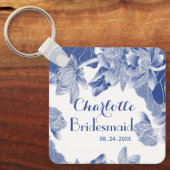 Porte-clés Bleu Blanc Chinoiserie Bridesmaid Mariage Faveur (Recto)