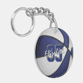 Porte-clés bleu blanc équipe club école couleurs basketball (Devant gauche)