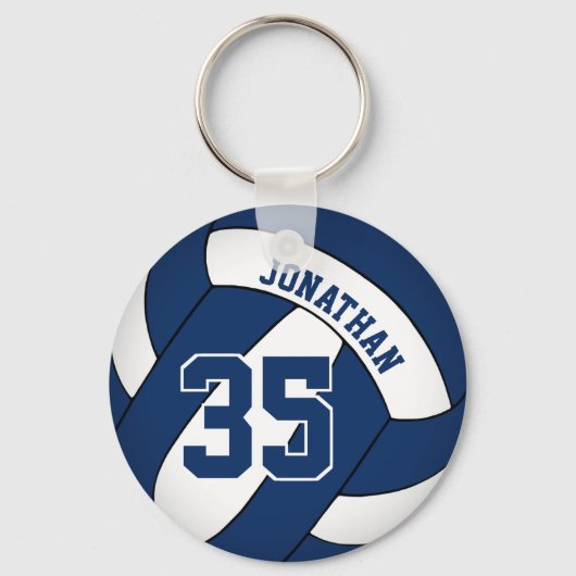 Porte-clés bleu blanc maillot numéro volleball (Recto)