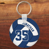 Porte-clés bleu blanc maillot numéro volleball (Recto)