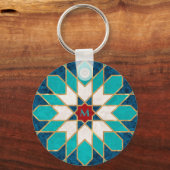 Porte-clés Bleu Blanc Marbre Rouge Marbre Marocain Mosaïque M (Recto)