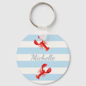 Porte-clés Bleu blanc rayures rouge homard nom (Verso)