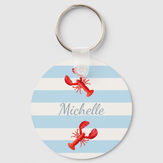 Porte-clés Bleu blanc rayures rouge homard nom (Verso)