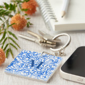 Porte-clés Bleu blanc unique Porte - clé d'aquarelle (Devant Droit)
