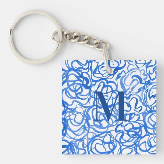 Porte-clés Bleu blanc unique Porte - clé d'aquarelle (Devant)