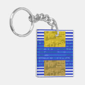 Porte-clés Bleu Bleu Bleu Or Géométrique (Devant gauche)