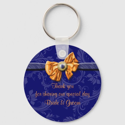 Porte-clés Bleu bleu orange mariage thème "merci" (Recto)