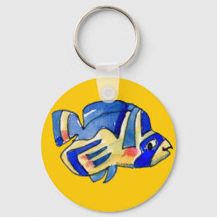 Porte-clés Bleu Cartoon Papillon Poisson
