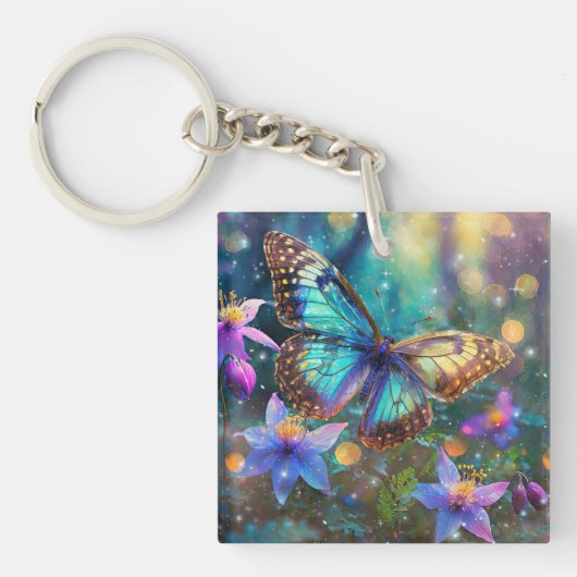 Porte-clés Bleu clair Philippiens 4:13 Scripture Papillon (Devant)