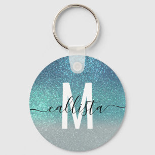 Porte-clés Bleu clair Turquoise Parties scintillant brillante