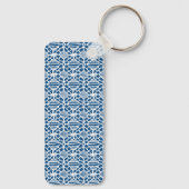 Porte-clés Bleu Classique Avec Clavier Motif Crochet Blanc (Verso)