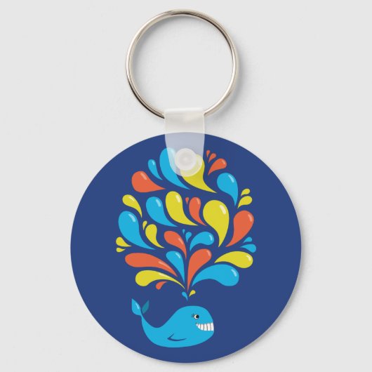 Porte-clés Bleu coloré Bleu joyeux baleine de dessin (Recto)