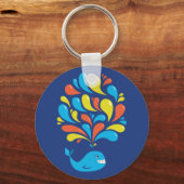 Porte-clés Bleu coloré Bleu joyeux baleine de dessin (Recto)