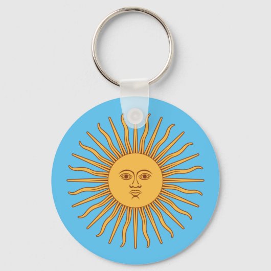 Porte-clés Bleu coloré et Jaune Soleil souriant de mai (Recto)