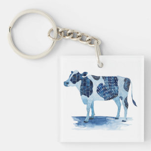 Porte-clés Bleu de cobalt Animaux de ferme - Vache