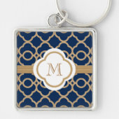Porte-clés Bleu décoré d'un monogramme de saphir et Marocain (Devant)