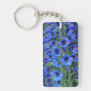 Porte-clés Bleu Delphiniums Bague à touches