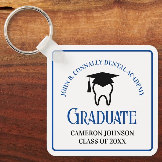 Porte-clés Bleu Dental School sur mesure Graduation Cadeau (Recto)