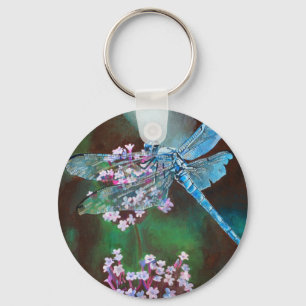 Porte-clés Bleu Dragonfly Repose Sur L'Ail Sauvage