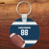 Porte-clés Bleu et blanc Stripes Jersey Football (Recto)