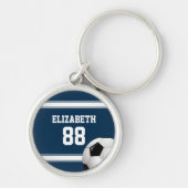 Porte-clés Bleu et blanc Stripes Jersey Soccer Ball (Devant)