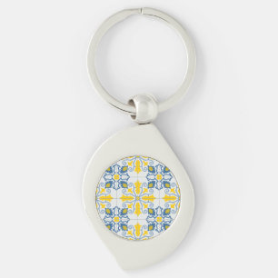 Porte-clés Bleu et jaune joli carrelage portugais motif