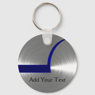 Porte-clés Bleu et métal balayé par argent