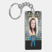 Porte-clés Bleu et or damassé (Devant gauche)