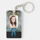 Porte-clés Bleu et or damassé (Dos)