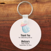 Porte-clés Bleu et rose Bouteille Bébé mignonne Baby shower M (Recto)