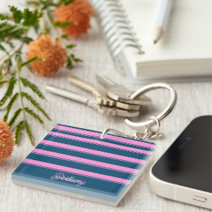 Porte-clés Bleu et rose Motif personnalisé