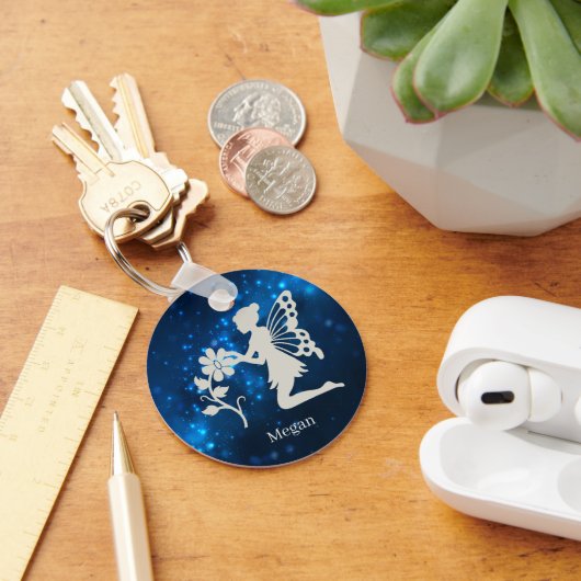 Porte-clés Bleu étincelle Fée argentée (Bureau)