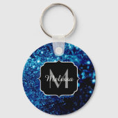 Porte-clés Bleu étincelles Abstraites bulles congelées Monogr (Recto)