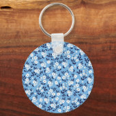 Porte-clés Bleu, Fleurs blanches : Vintage (Recto)