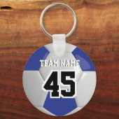 Porte-clés Bleu foncé et blanc Team Soccer Ball (Recto)