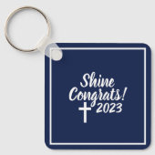 Porte-clés Bleu foncé Félicitations Graduation Bible Verse (Recto)