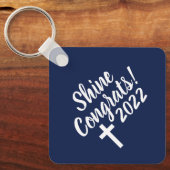 Porte-clés Bleu foncé Félicitations Graduation Bible Verse (Recto)