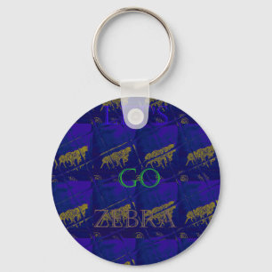 Porte-clés Bleu français "Let's Go Zebra" Abstrait