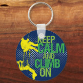 Porte-clés Bleu Garder le calme et grimper sur la roche Porte (Recto)