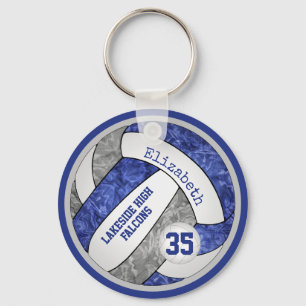 Porte-clés bleu & gris volleyball porte - clé école nom de la