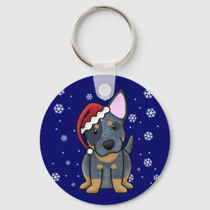 Porte-clés Bleu Heeler de Kawaii de Noël