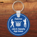 Porte-clés Bleu High School Marching Band Personnalisé<br><div class="desc">Ce cool customisé royal blue high school marching band porte - clé présente la typographie blanche de votre nom de joueur sous les tambours. Un grand musicien étudiant porte - clé pour les parents.</div>
