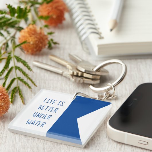 Porte-clés Bleu international plongeur vers le bas drapeau Al (Devant Droit)