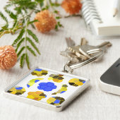 Porte-clés Bleu Jaune Illustration Fancy formes Porte - clé (Côté)