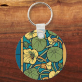Porte-clés Bleu jaune Nasturtium Fleur Nouveau Motif (Recto)