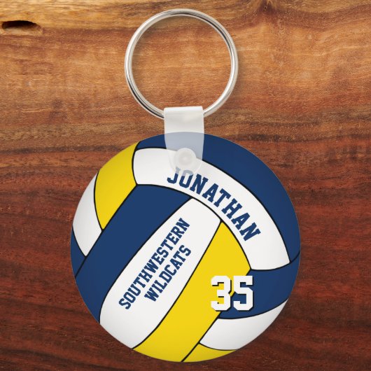 Porte-clés bleu jaune nom de l'équipe volleyball (Recto)