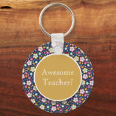 Porte-clés Bleu jaune rose Floral Magnifique enseignant (Recto)